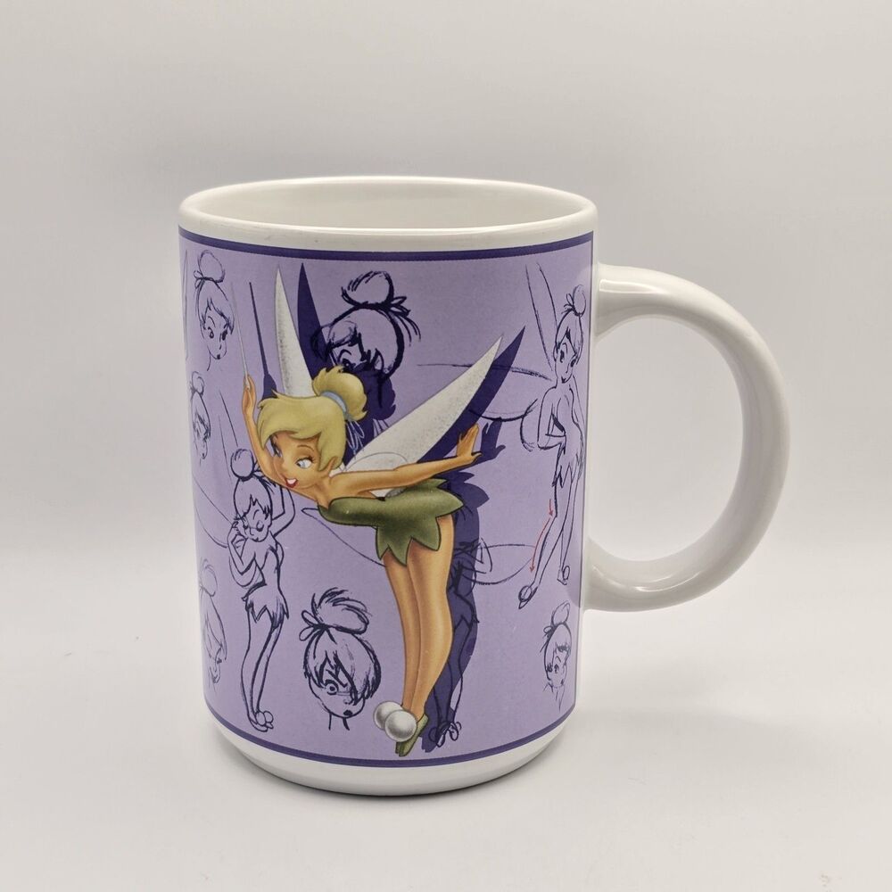Disney TINKERBELL 15oz Mug Store Purple Sketch Tinker Bell Coffee Tea Fairy